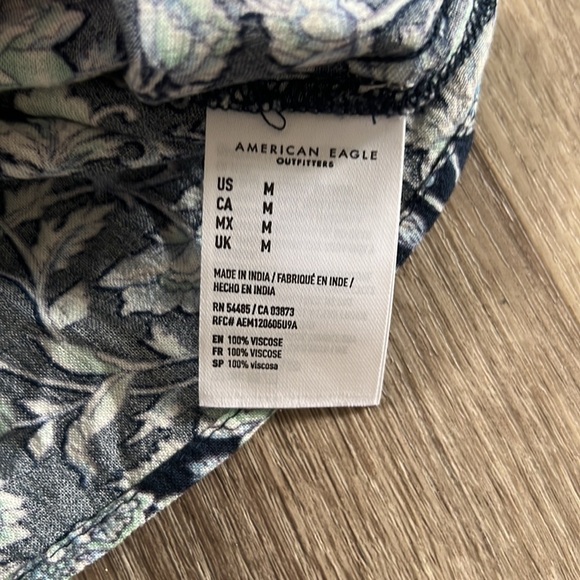 American Eagle Floral Print Bell Sleeve Waist tie Blouse Medium - Picture 8 of 8